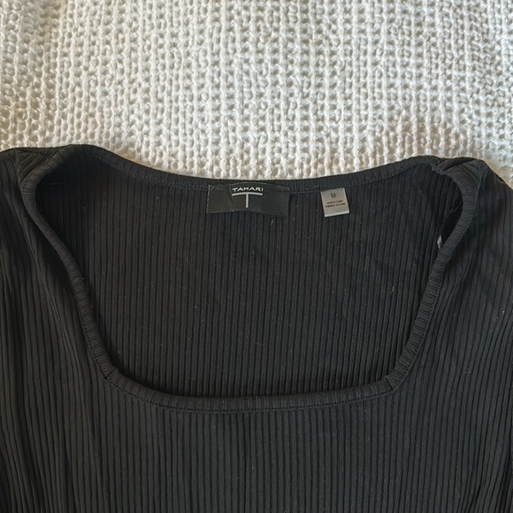 Taharai Black Square Neckline Ribbed Sweater - Picture 3 of 5
